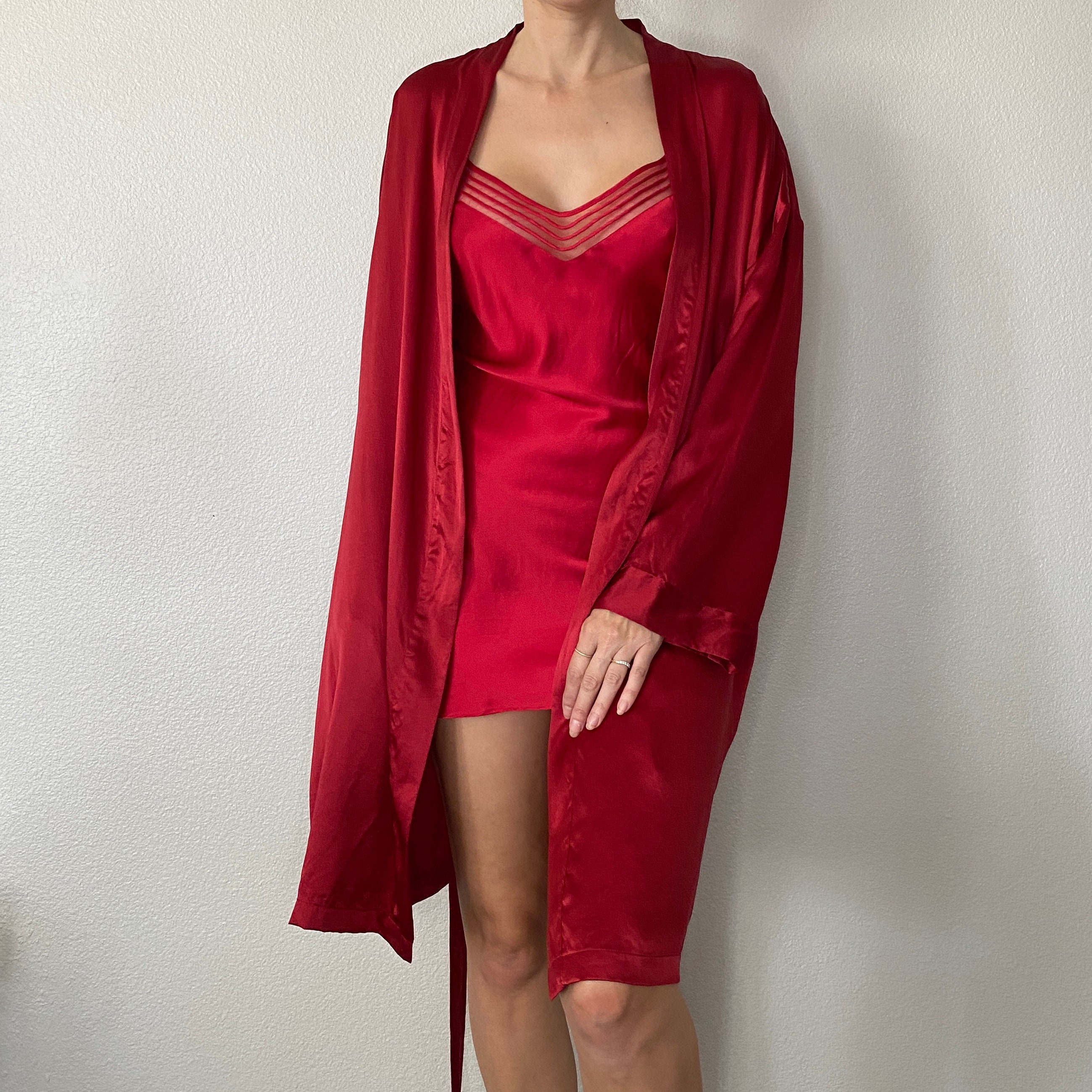 Victoria's Secret 100 Silk Red Robe Pajamas Sleepwear Etsy