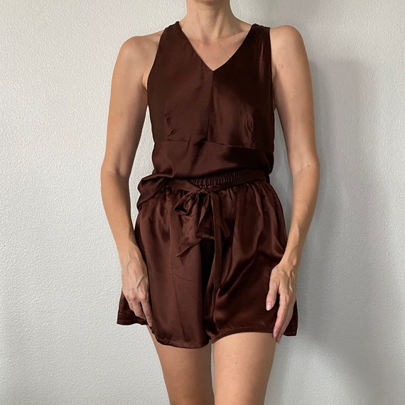 Victoria's Secret Brown 100% Silk Pajama Shorts an