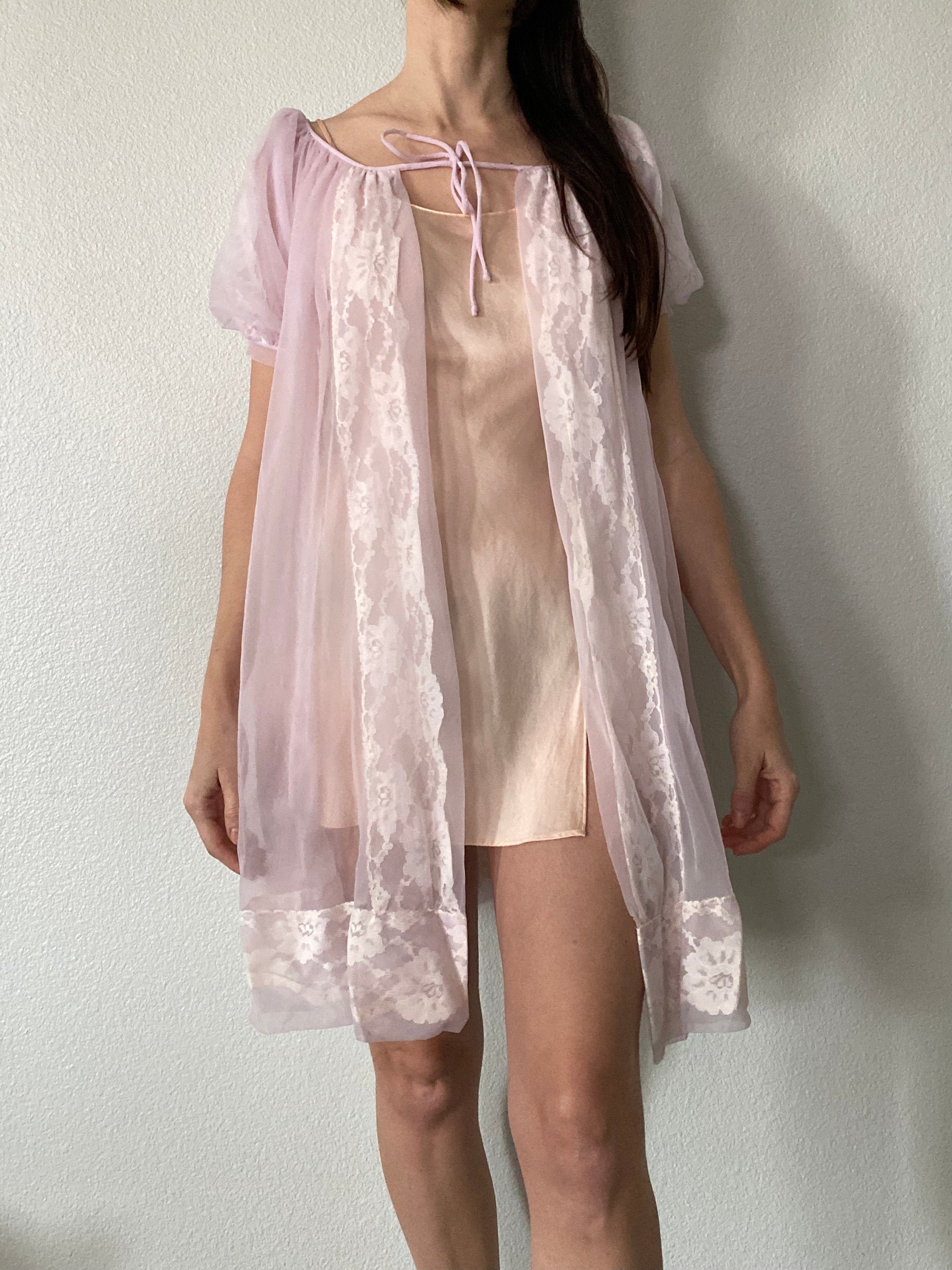 Vintage Union Made Nylon Sheer Pale Pink Lila Cover Up Robe Etsy