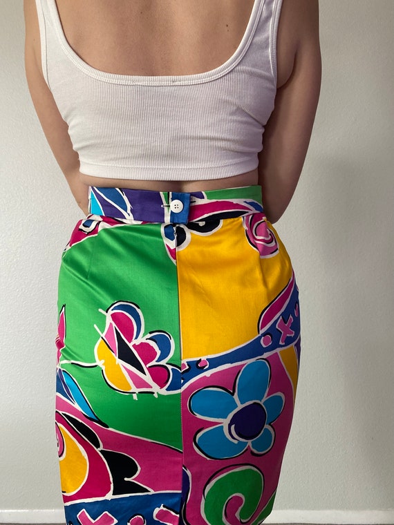 Vintage Floral Escada Mini Skirt High Waisted Bri… - image 3