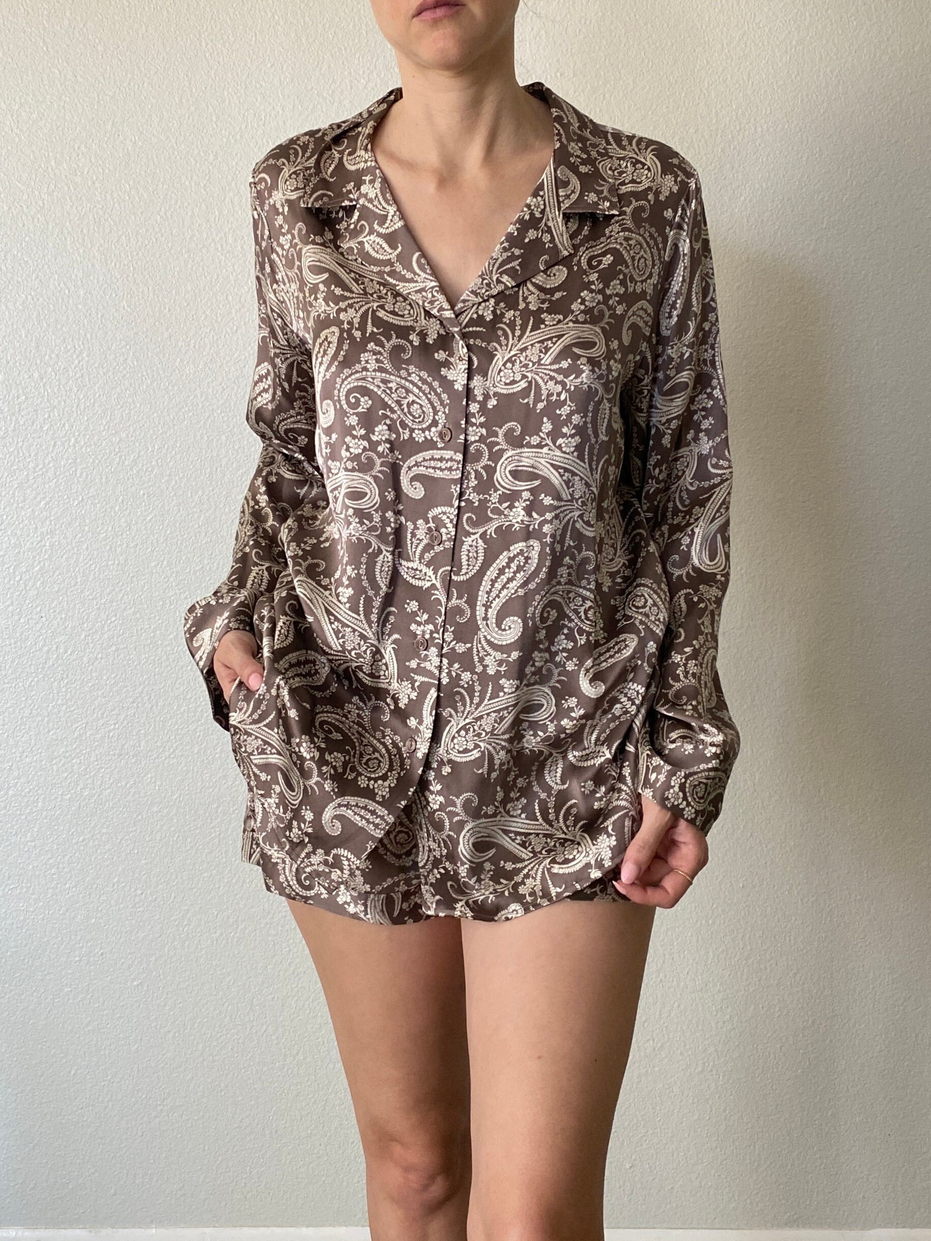 Vintage 100% Silk Victorias Secret Paisley Pajama Set Long - Etsy