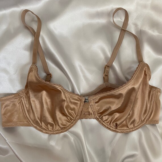 Vintage Christian Dior Nude Beige Satin Silky Bra