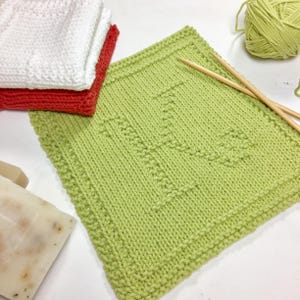 Knit Dishcloth Alphabet Patterns--Monogram Letters A-Z--Digital PDF Pattern