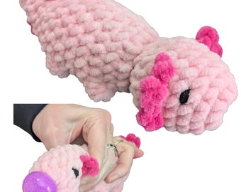 Long Axolotl Stress Ball Crochet Pattern