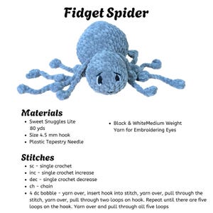 The first page of the pattern including materials and stitches used.