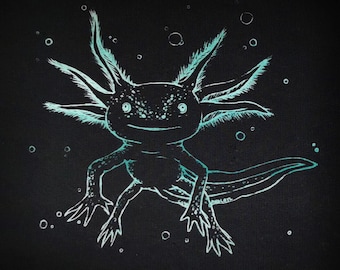 Patch Axolotl 26 x 24 cm made of organic cotton black