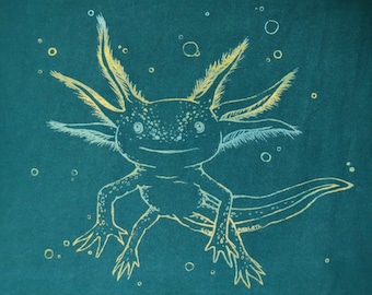 Patch Axolotl 26 x 24 cm made of organic cotton green DIY sewing