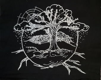 Patch Tree ⎮ Hand Screen Printed Treecircle ⎮ Patch Tree of Life ⎮ Patch Tree Circle ⎮ Patch Screen Printed Sustainability ⎮ Patch Circle of Life
