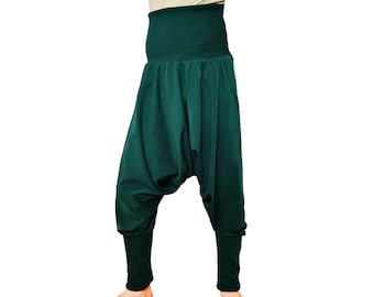 Wide pants yoga pants bloomers for children green size 122-164