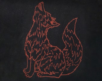 Patch howling fox organic black red