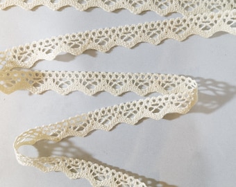 Organic cotton lace white 19 mm wide vintage DIY sewing