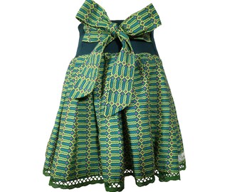 green pleated skirt "Marrakech" with bow