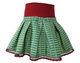Organic pleated skirt "Marrakech" short green