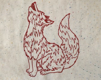 Patch Aufnäher heulender Fuchs bio weiß rot