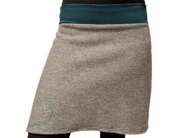 Short wool skirt, organic boiled wool, unique piece with embroidery, Liebewich Advent Calendar 25