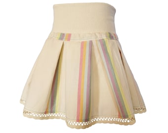 White organic skirt for girls ⎮ Pleated skirt colorful organic ⎮ Pleated skirt striped organic ⎮ Skirt colorful striped ⎮ Skirt natural white colorful organic cotton