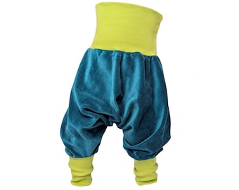 Baby romper trousers in petrol/light green, sizes 56-116, made of organic cotton, Advent calendar 25