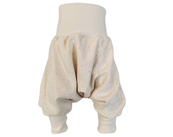 Baby harem pants, white, sizes 56-116, made from organic cotton