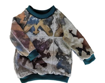 Pullover made of organic sweat gray colorful for babies and children sizes 74-134