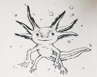 Patch Aufnäher Axolotl 26x24cm aus Bio Baumwolle DIY Nähen