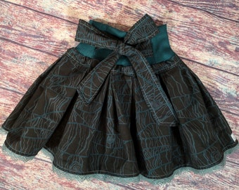 Skirt pleated skirt organic brown turquoise patterned size 80-164