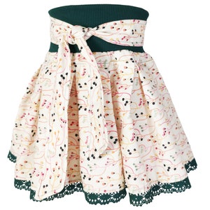 Skirt pleated skirt white flowered for girls size 80-164 Green