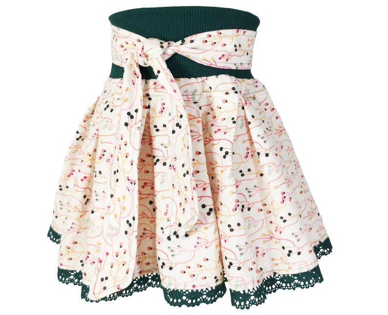 Skirt pleated skirt white flowered for girls size 80-164 Green