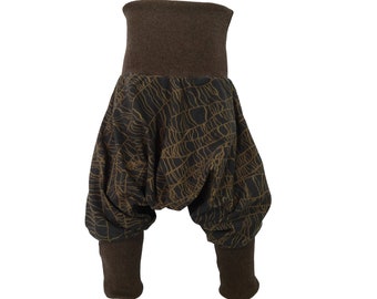 Pump pants baby brown ⎮ Pump pants brown organic ⎮ Baby pump pants organic ⎮ Pump pants brown patterned ⎮ Wide pants baby patterned ⎮ Summer pants brown organic