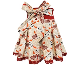Pleated skirt, colorful patterned, organic cotton, girls' size 80-164