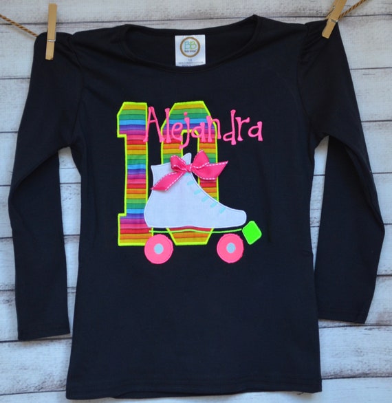 Personalized Birthday Skateboard Girl or Boy Applique Shirt or Bodysuit
