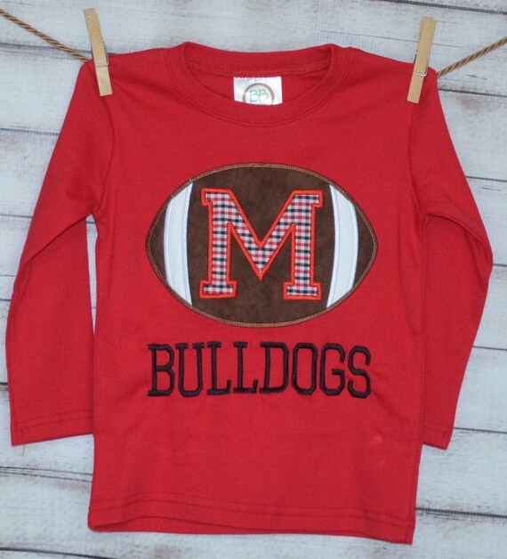 Personalized Football with Initial Applique Shirt or Bodysuit Etsy