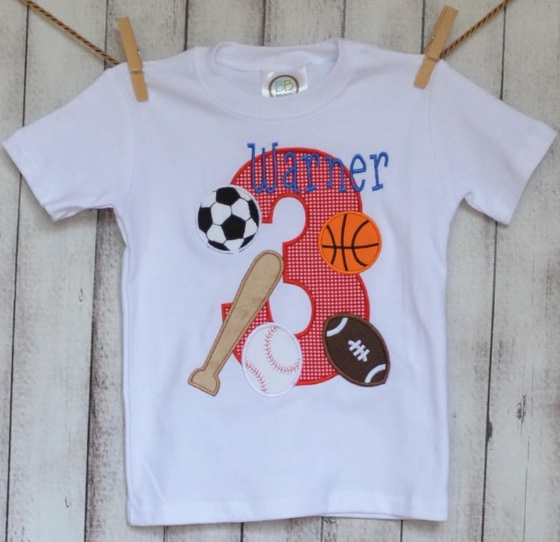 Personalized Birthday Sports Applique Shirt or Bodysuit Girl Etsy