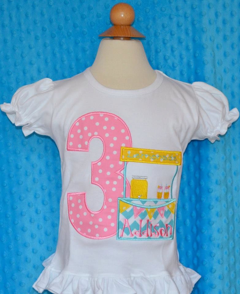 Personalized Birthday Lemonade Stand Applique Shirt or | Etsy
