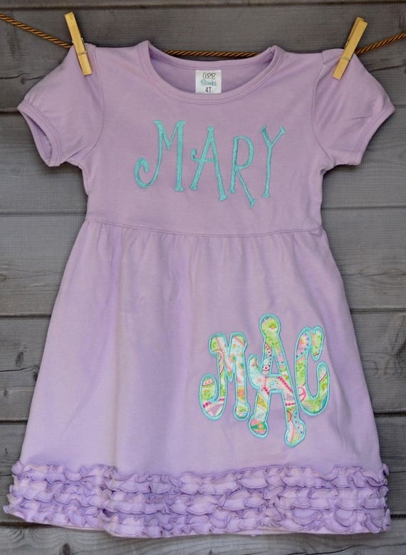 Girls Personalized Initial Applique Dress or Shirt | Etsy