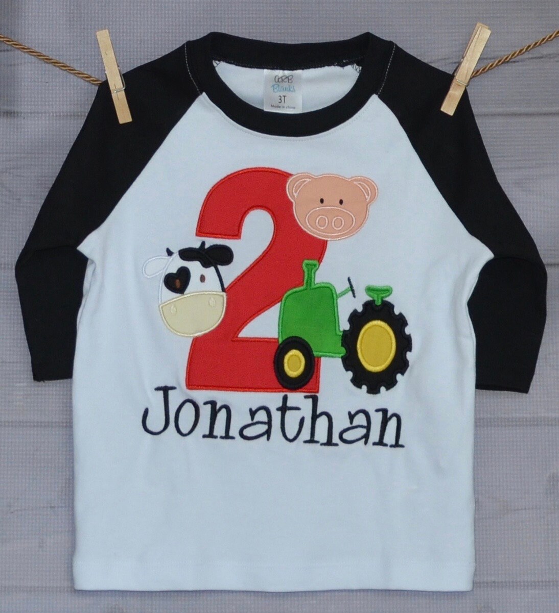 Personalized Birthday Tractor Cow Pig Applique Shirt or | Etsy