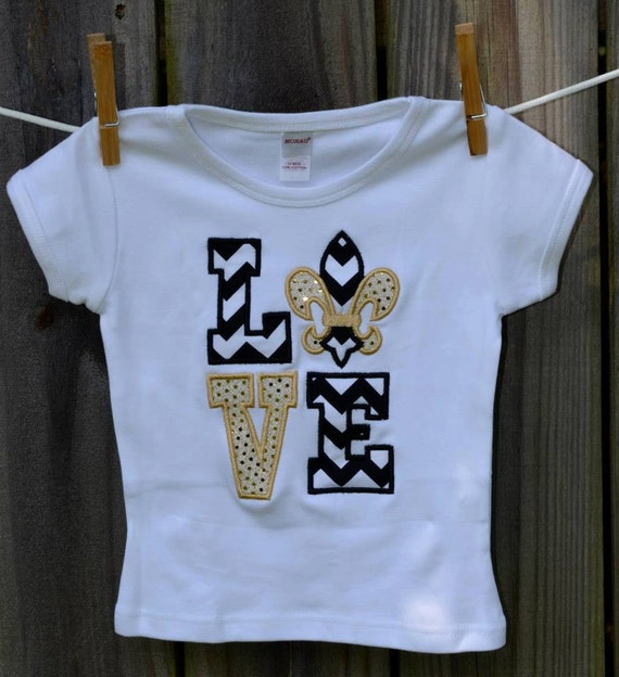Personalized LOVE New Orleans Saints Football Applique Shirt Etsy
