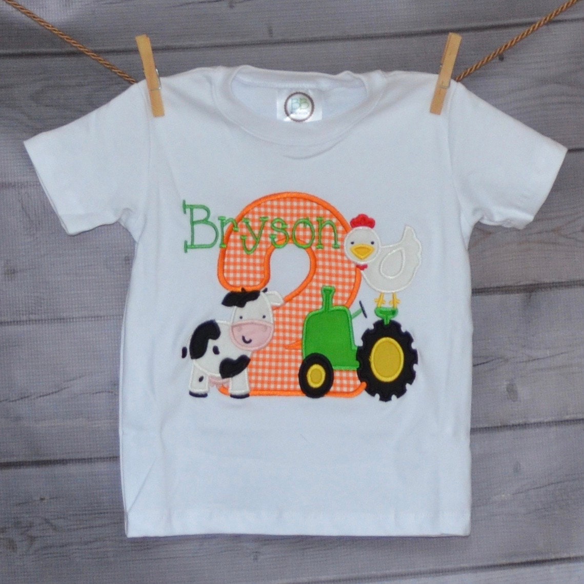 Personalized Birthday Farm Tractor Chicken Cow Pig Applique | Etsy