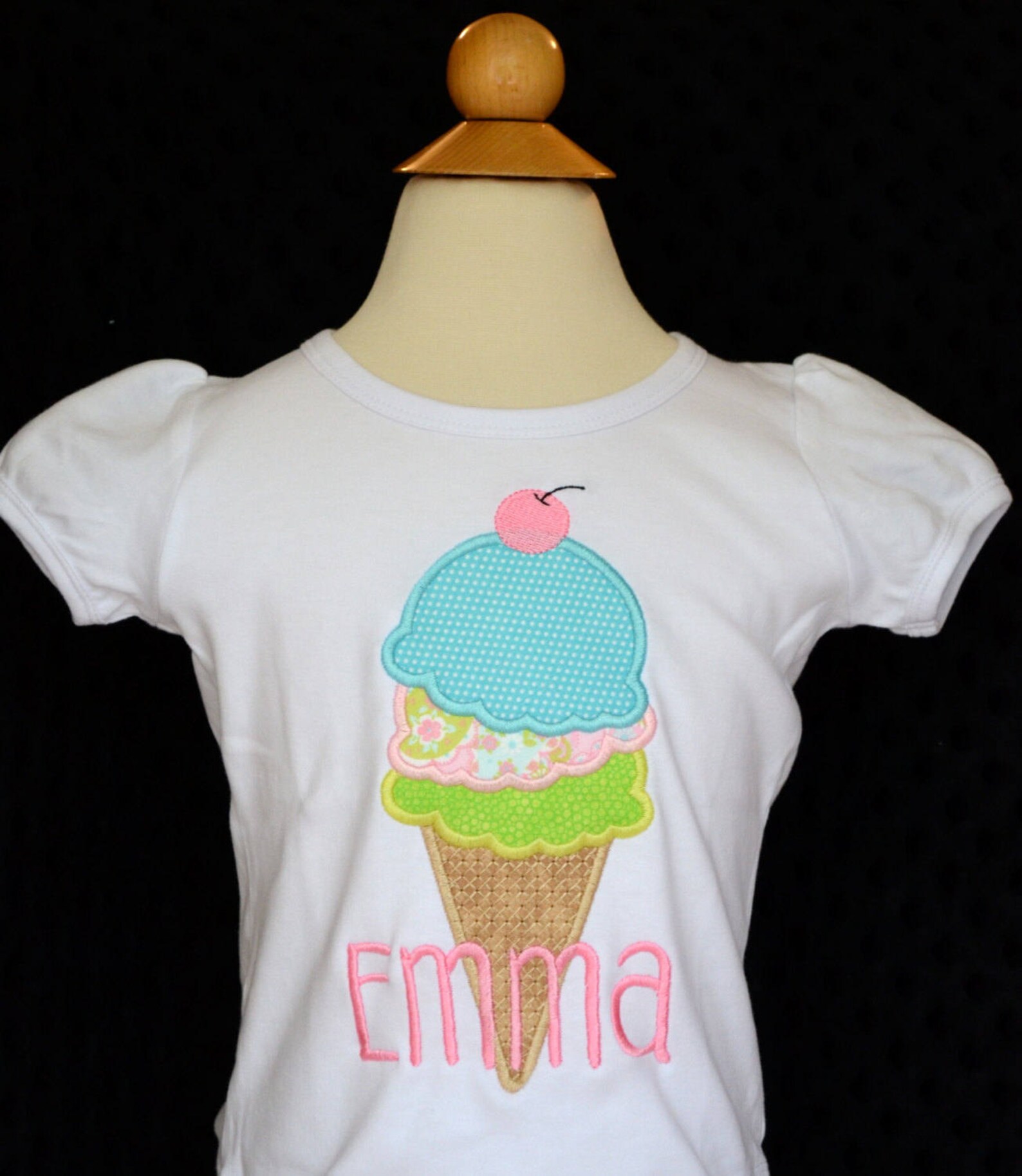 Personalized Birthday Ice Cream Cone Applique Shirt or | Etsy