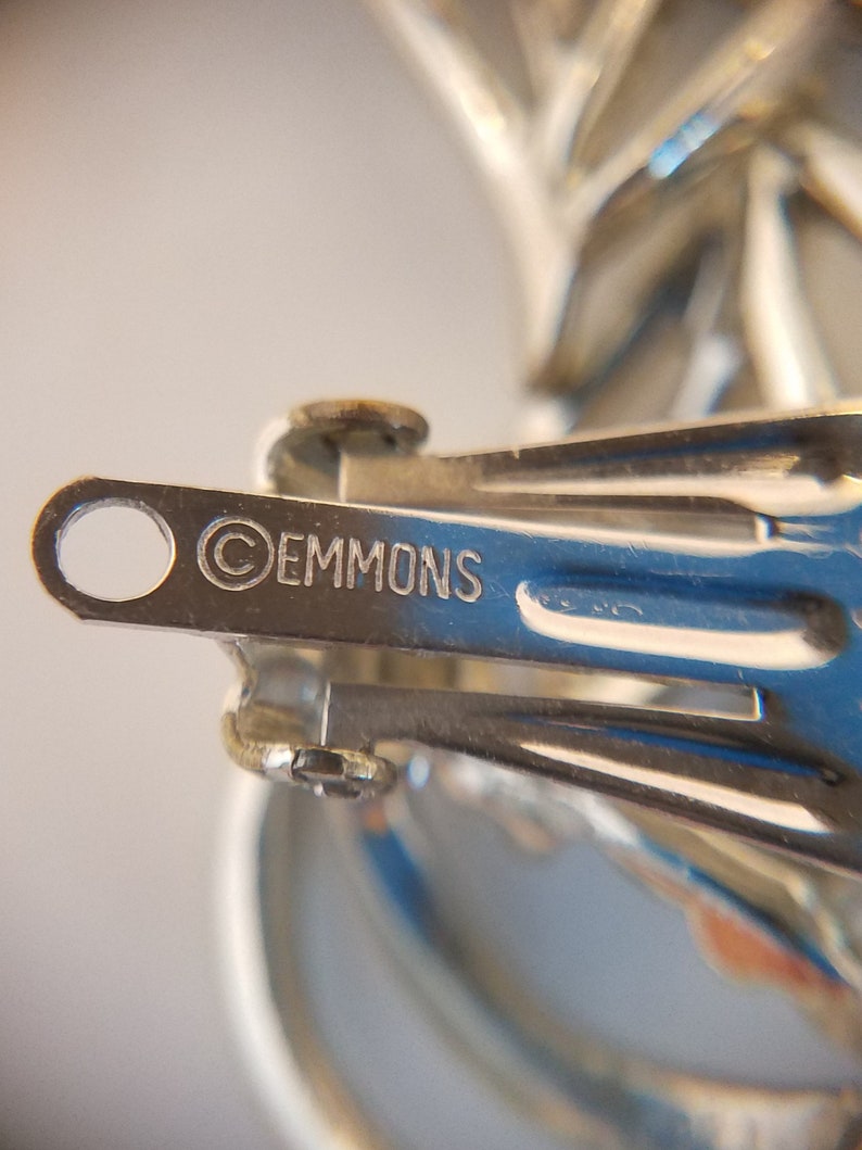 Vintage Shoe Clips Ladies Emmons Signed Swirl Silver Tone 60/'s