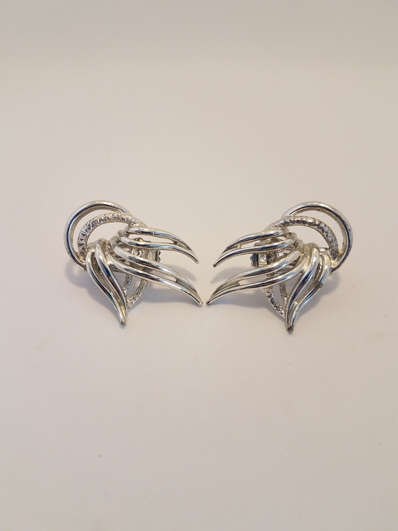 Vintage Shoe Clips Ladies Emmons Signed Swirl Silver Tone 60/'s
