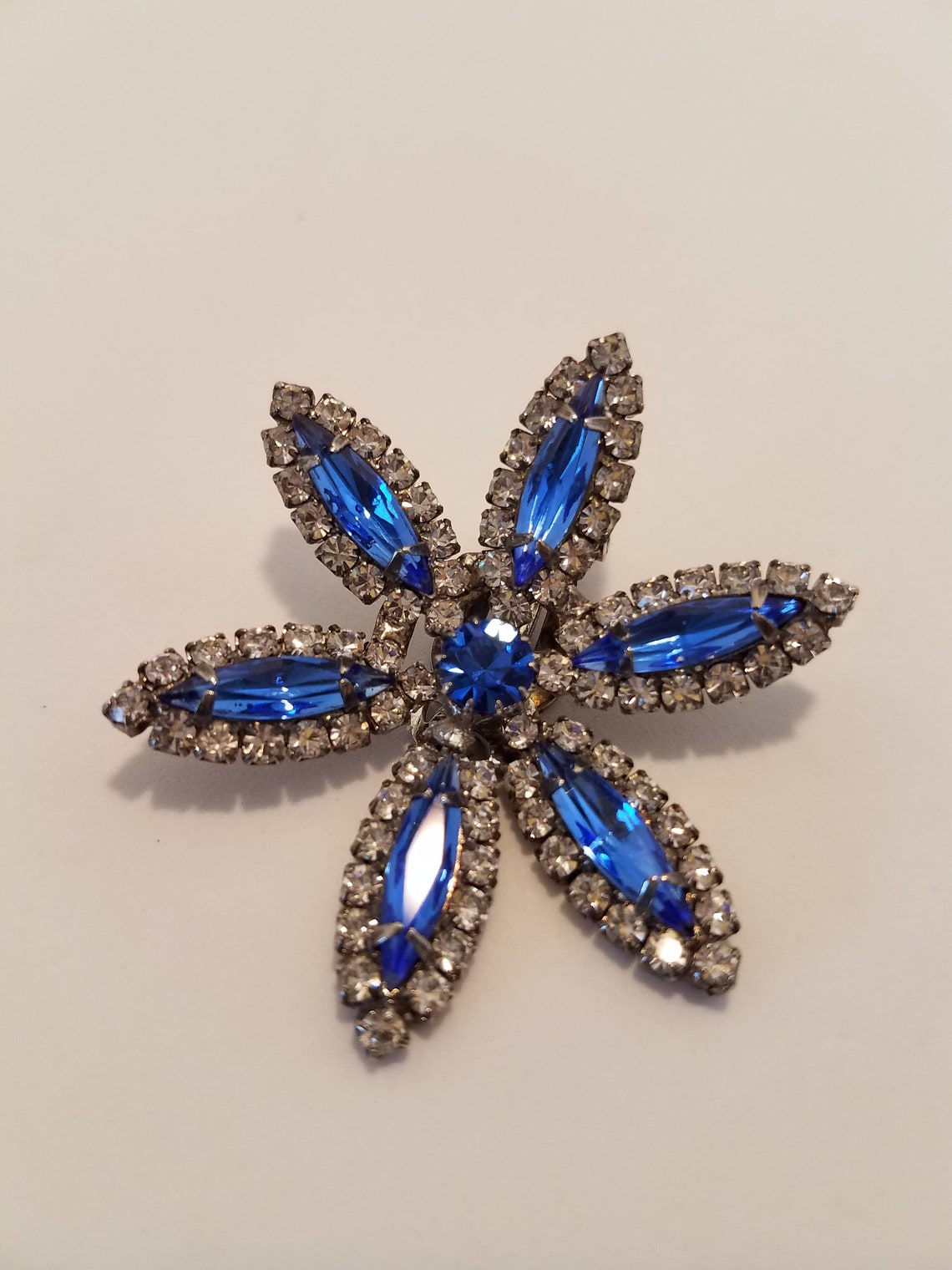 Vintage Clip on Earring Formal Flower Rhinestone Prongset Etsy