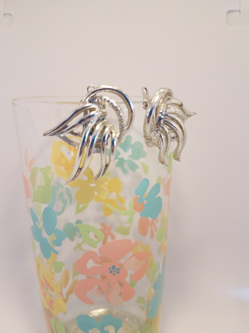 Vintage Shoe Clips Ladies Emmons Signed Swirl Silver Tone 60/'s