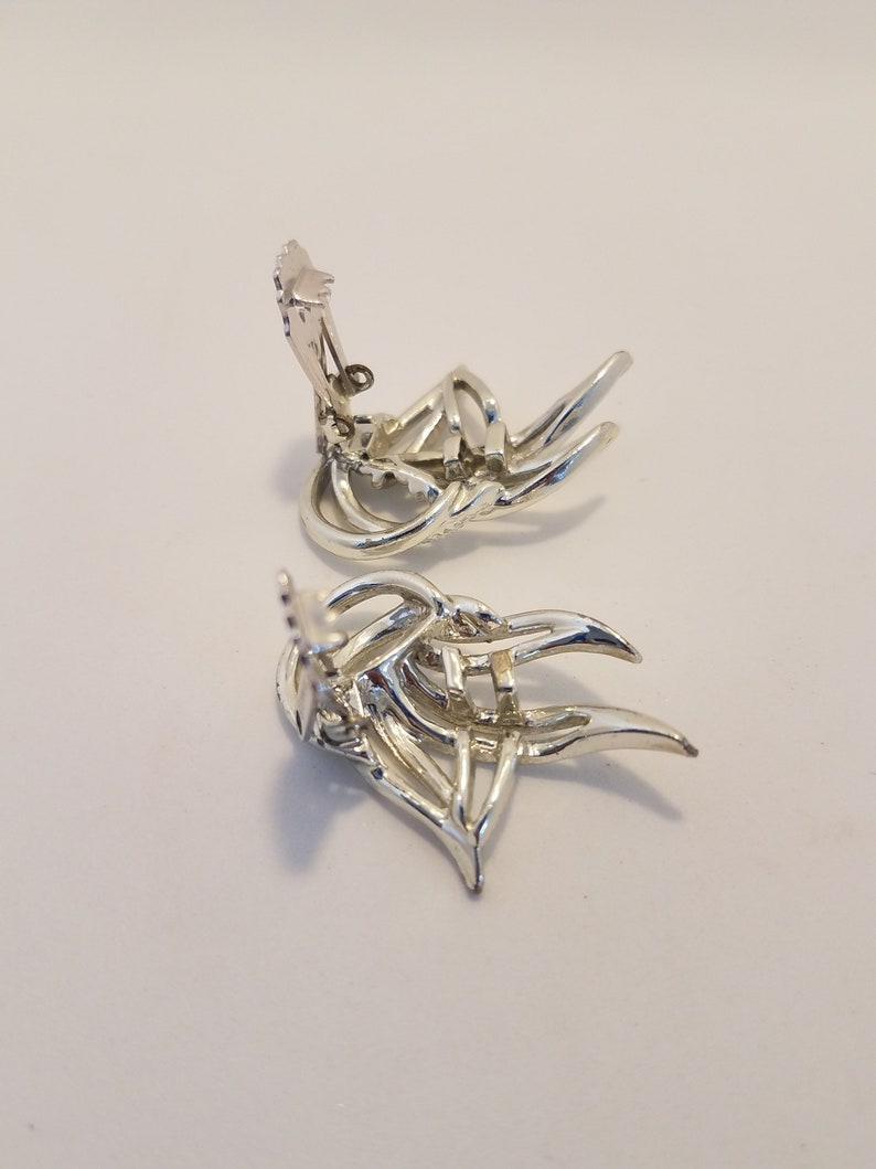 Vintage Shoe Clips Ladies Emmons Signed Swirl Silver Tone 60/'s