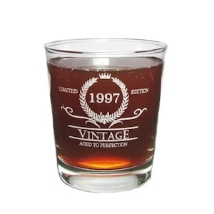 VINTAGE - Aged To Perfection - Limited Edition Permanently Engraved Hi-Ball Rocks Glass 13oz.