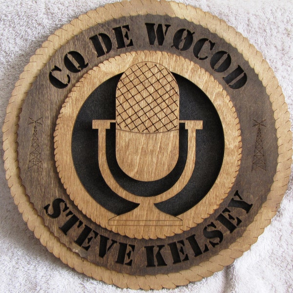 Ham Radio Callsign Personalized Plaque - Microphone Laser Cut