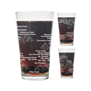 Colorado 14ers Fourteeners Engraved Beer Pint Glass - 16 oz - Engraved 360 Degrees Around Glass AND on the BOTTOM! Fun & Unique Gift!