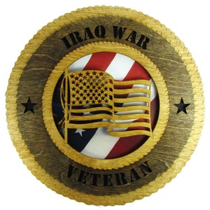 Iraq War Veteran Military Wall Plaque with American Flag - Personalize It!