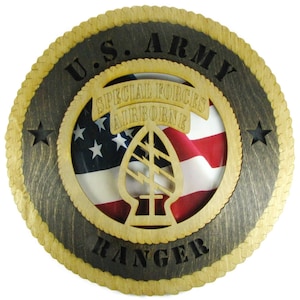Army Airborne Special Forces Laser Cut Military Wall Plaque with American Flag - Personalize It!