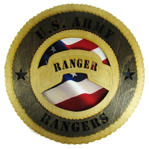Army Ranger Laser Cut Military Wall Plaque with American Flag - Personalize It!