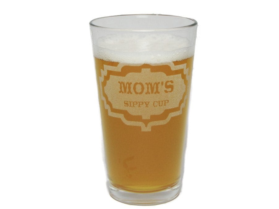 Laser Engraved Pint Glasses//Beer Glasses Orange Kat Moms and Dads Sippy Cups Gift Set with 16oz